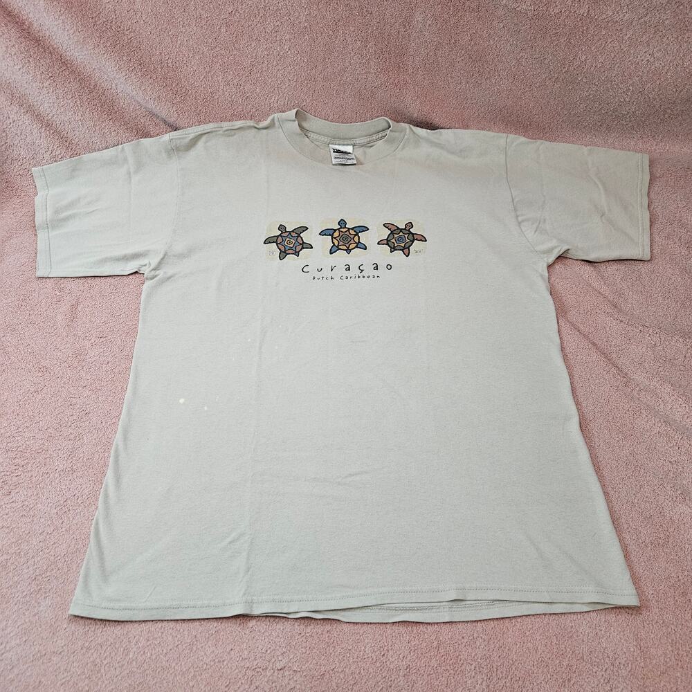 Vintage Tultex Curaçao Dutch Caribbean Turtle Graphic T-Shirt XL